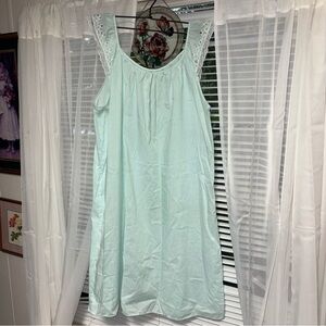 Vintage Unbranded Women’s Mint Green/Blue Sleeveless Lace Nightgown SZ Approx L